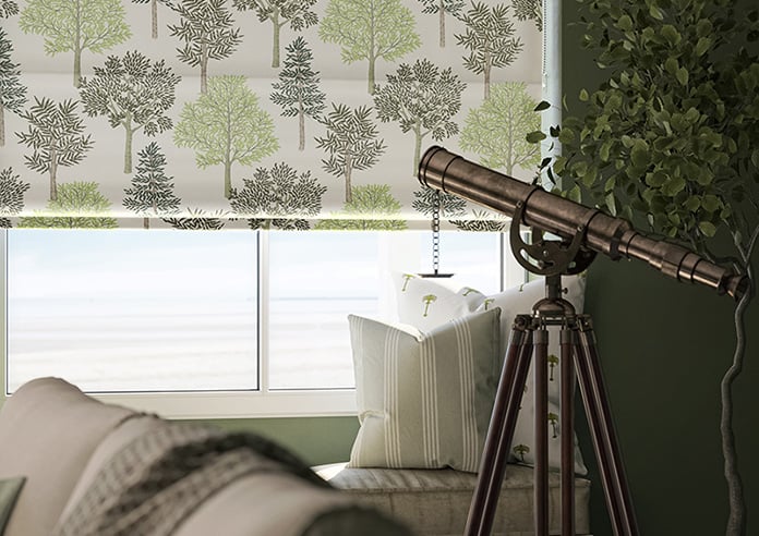 Coppice Faux Silk, Olive - Motorised Roman Blind - Image 5